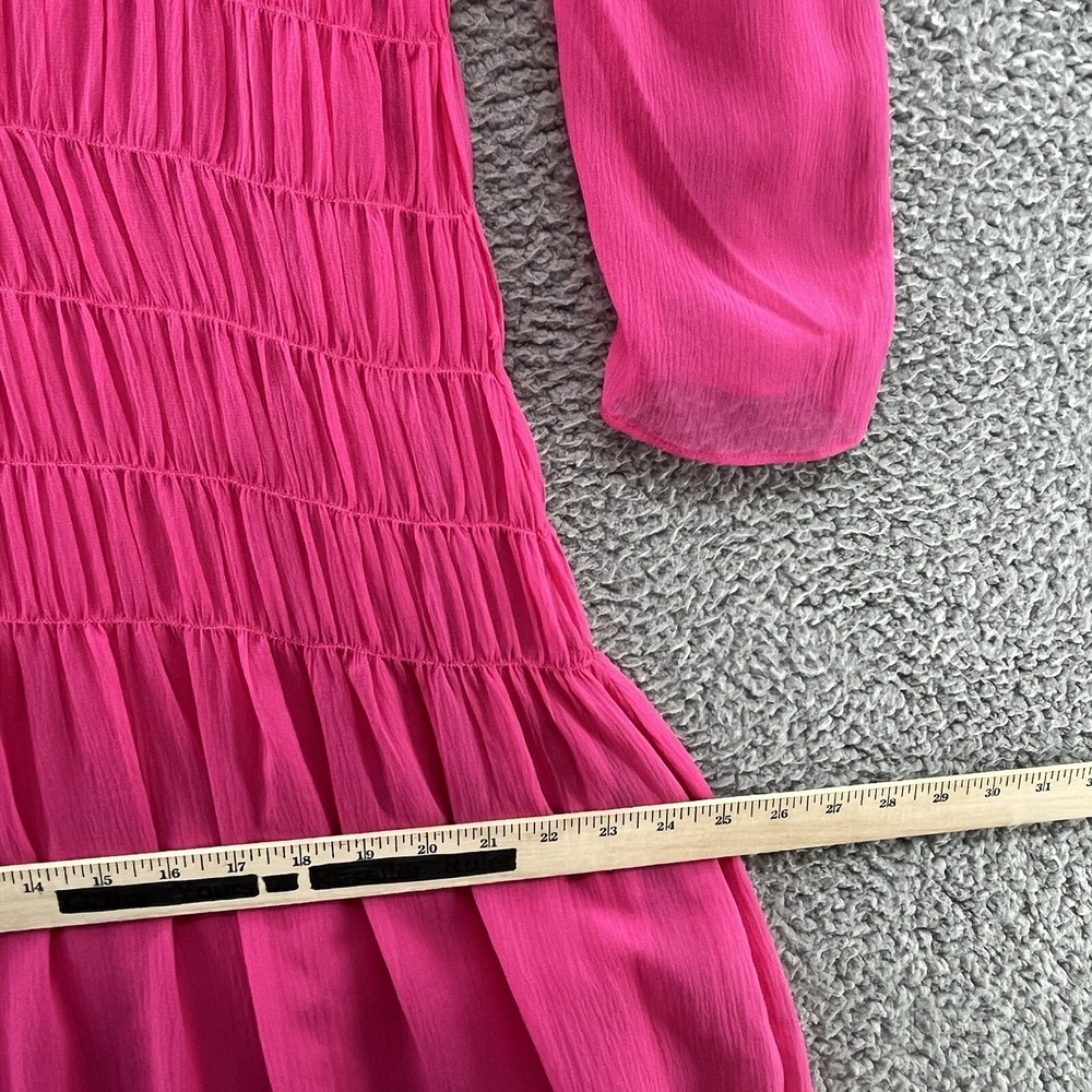 AYR Dress Womens Small Pink The Something Special Silk Relaxed Smocked Midi - Picture 7 of 13